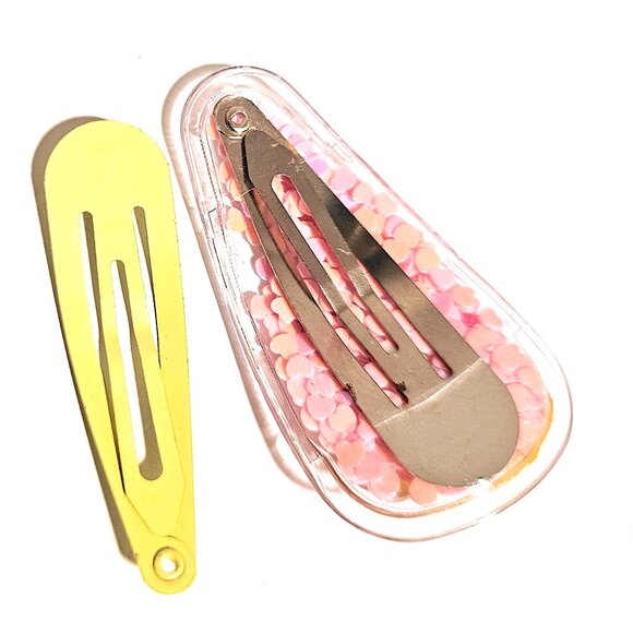 Banana Shaker Hair Clip Set Yellow Snap Barrettes Cute Kawaii Confetti Girl Gift - Picture 2 of 4